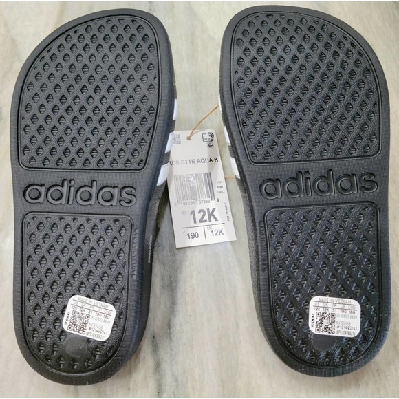 Adidas Adilette Aqua Slides Size 12K Black NWT - Picture 9 of 10
